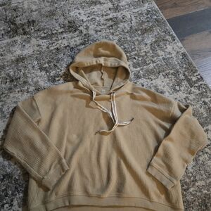 Aerie waffle knit Hoodie cropped Tan size M